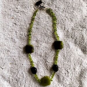 Handmade Green Stone & Bead Necklace